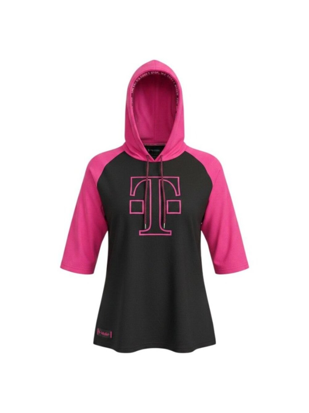 T-Mobile Womens Black & Pink Logo Raglan Sleeve Hoodie Medium